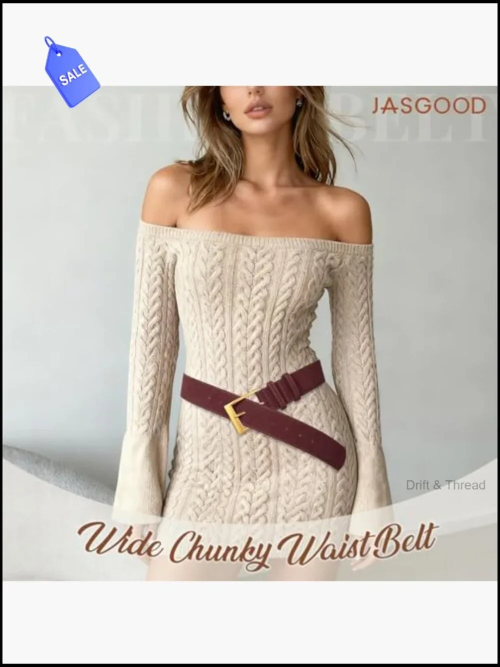 Vintage Suede Leather Wide Chunky Belt with Gold Buckle